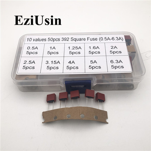 10values 50pcs Square Plastic Fuse 392 0.5A 500mA 1A 1.25A 1.6A 2A 2.5A 3.15A 4A 5A 6.3A / 250V for LCD TV Power Board Fuse Kit ► Photo 1/1