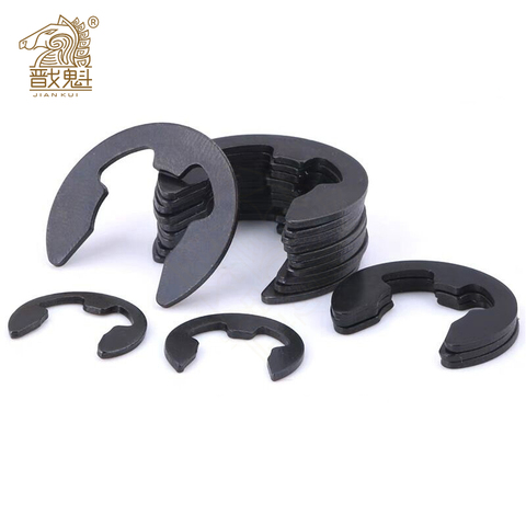 10/100pcs M1.2 M1.5 M2 M3 M3.5 M4 M5 M6 M7 M8 M9 M10 M12 M15 Black Steel E Clip Circlip Retaining Ring Washer for Shaft Fastener ► Photo 1/6