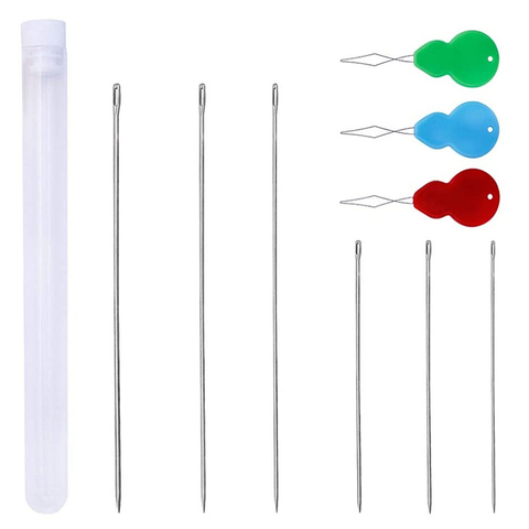 LMDZ 6 PCS Stainless Steel Beading Embroidery Needles with Needle Threaders Hand Sewing Needles Household Sewing Accessories ► Photo 1/6