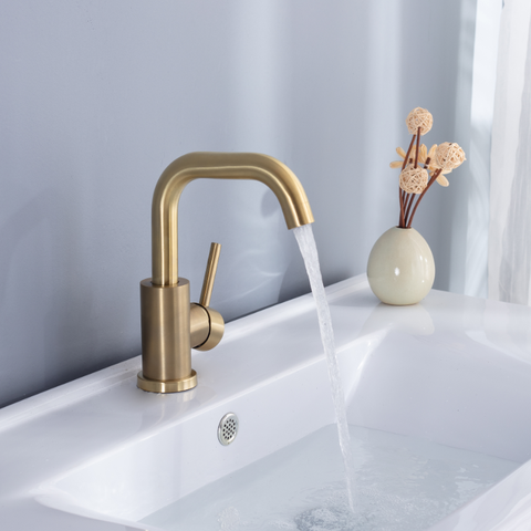 Bathroom Faucet  Brushed Gold Bathroom Basin Faucet Cold And Hot Sink Mixer Sink Tap Single Handle Deck Mounted Water Tap ► Photo 1/6