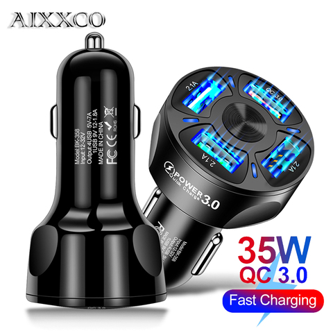 AIXXCO 3 Ports USB Car Charger Quick Charge 3.0 Fast Car Cigarette Lighter For Samsung Huawei Xiaomi iphone Car Charger QC 3.0 ► Photo 1/6