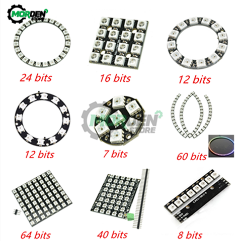 WS2812B Module RGB LED Ring Lamp 4 7 8 10 12 16 24 40 60 64 Bits Strip Light RGB with Integrated Drivers 24 X WS2812 5050 ► Photo 1/6