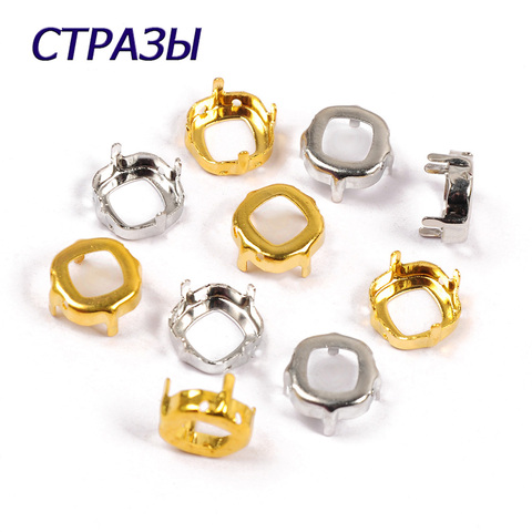 CTPA3bI Square Rhinestones Claw Settings Silver Gold Plating Aluminum Sewing Crystal Strass Beads Base Pedestal DIY Rhinestione ► Photo 1/5