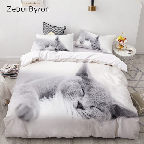 3D luxury Bedding Set Custom/King/Europe/USA,Duvet Cover Set,Quilt/Blanket Cover Set,Bed set Animal pet Lazy cat,drop ship ► Photo 1/6