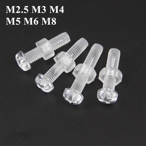 M2.5-M8 Acrylic Clear  Screw Nut Combination Transparent Plastic Phillips Round Head Screw Pan Cross Head Screw Bolt + Nut ► Photo 1/6