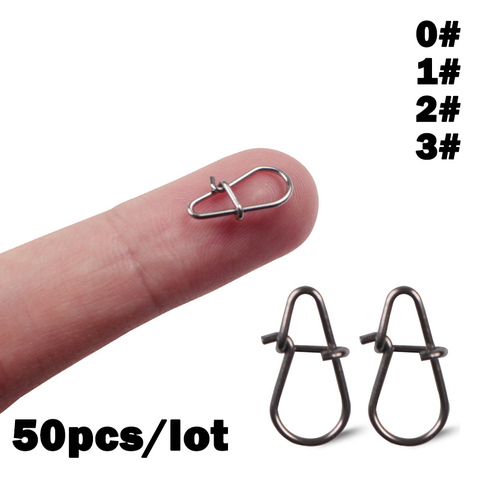 50Pcs/Lot Stainless Steel Hook Fast Clip Lock Snap Swivel Fishing Solid Rings Safety Snaps Fishing Hook Connector Fishing Tackle ► Photo 1/6