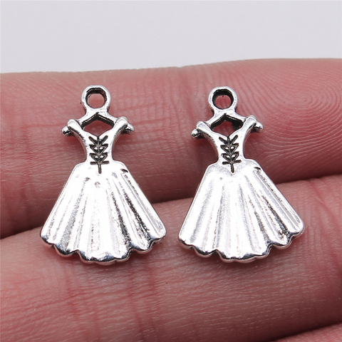 WYSIWYG 10pcs Evening Dress Pendant Charms Diy Jewelry Making Jewelry Finding Antique Silver Color 13x20mm ► Photo 1/3