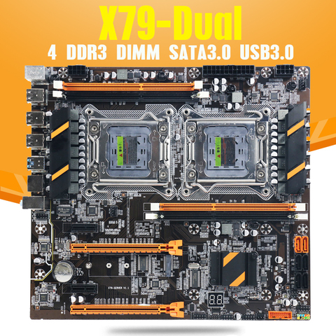 atermiter X79 placa base de CPU dual LGA 2011 4*DDR3 REG ECC USB3.0 sta3 PCI-E 3,0 con placa base de procesador Xeon dual  M.2 ► Photo 1/4