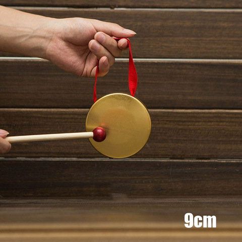 Hand Gong with Wooden Stick Traditional Chinese Folk Musical Instrument Toy for Kids B99 ► Photo 1/5