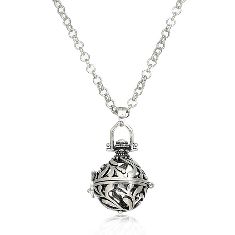 Sweater Necklace Mexican Angel Caller Bola Harmony Ball Wish Box Leaf Silver Color ( Fit Beads Size: 16mm ) 82.5cm Long, 1 PC ► Photo 1/6