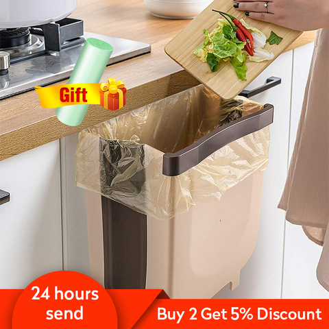 Kitchen Folding Trash Can Car Recycle Bin Trash Bin Kitchen Dustbin Garbage Rubbish Bin Garbage Can Waste Bin For Kitchen ► Photo 1/6