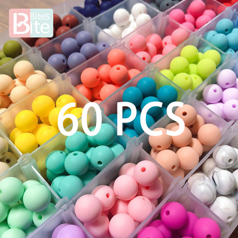 60PCS Baby Teether Silicone Beads 12mm DIY Pacifier Chain Bracelet BPA Free Silicone Bead Baby Teething Necklace Accessories Toy ► Photo 1/6