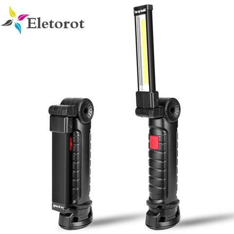 COB+LED Magnetic Flashlight Torch Outdoor Portable Magnet Hook Inspection Lamp Cordless Worklight Flashlight Lantern Lamp ► Photo 1/6