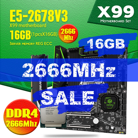 HUANANZHI Intel Xeon E5 2678 V3 X99 F8 Motherboard DDR4 LGA2011-3 and 2011 32GB = 16GB *2pcs 2400MHz Memory  Motherboard Set ECC ► Photo 1/6