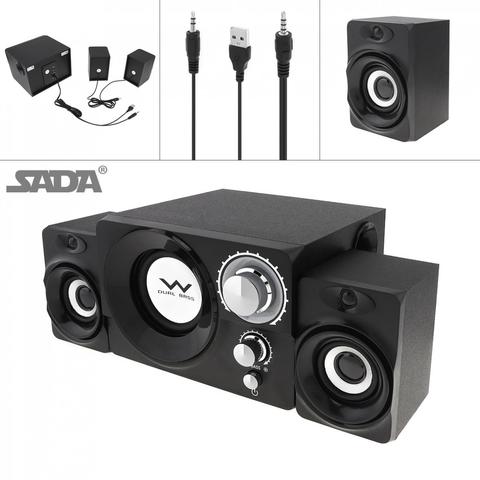 SADA S-20 2.1 Mini Black 3W Wooden Subwoofer Portable Music USB Computer Speaker for Desktop / TV / PC / Smartphone ► Photo 1/6