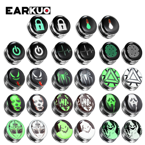 EARKUO New Fancy Popular Stainless Steel Luminous Ear Gauges Plugs Stretchers Piercing Body Jewelry Earring Expanders 6-30mm ► Photo 1/6