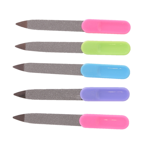 5pcs/lot Nail Art Buffer Files Plastic Handle Metal Double Sided Nail Files Pro Nail File DIY Manicure Pedicure Tool ► Photo 1/6