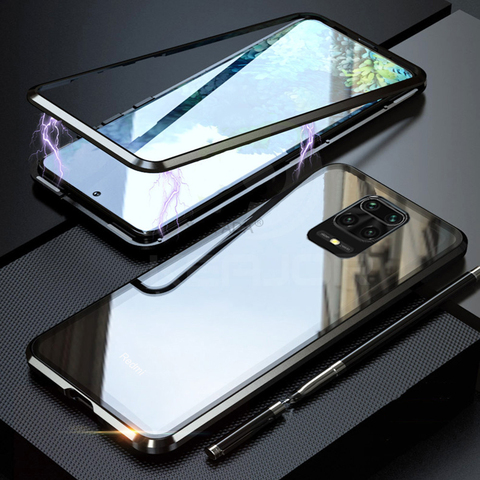 Double-sided Magnetic 360 Protect Case For Xiaomi Redmi Note 9 9s pro max Note 8 pro 8T 8A 9 K20 9T Tempered Glass Metal Cover ► Photo 1/6