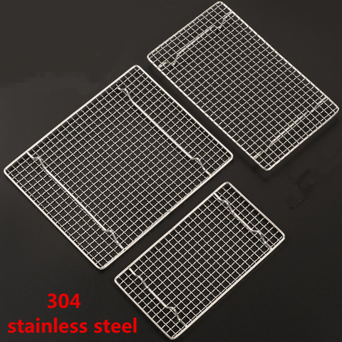 bbq meshes stainless steel 304 barbecue net BBQ grill Mesh Rectangular Baking Tool with Foot Drainage Cake Drying Mesh Frame ► Photo 1/6