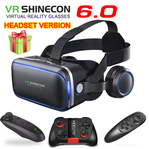 Original VR shinecon 6.0 headset version virtual reality glasses 3D glasses headset helmets smartphone Full package + controller ► Photo 1/6