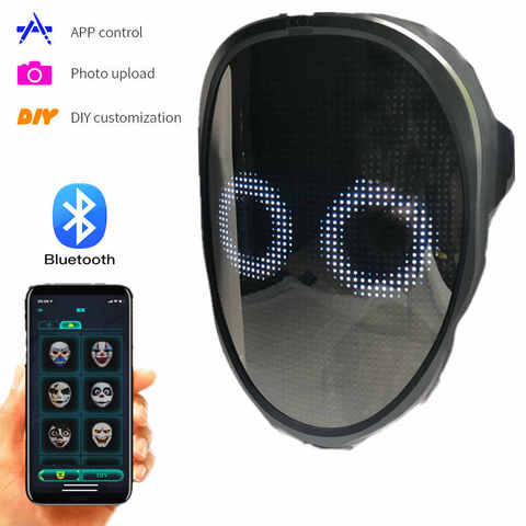 Bluetooth Rgb Led Lights Up Party Mask Diy Picture Editing Animation Text Love Prank Concert Mask, Built-in Battery Led Display ► Photo 1/6