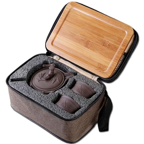 Portable Company Business Gifts Outdoor Travel Tea Set One Purple Clay Pot Two-Cup ► Photo 1/6