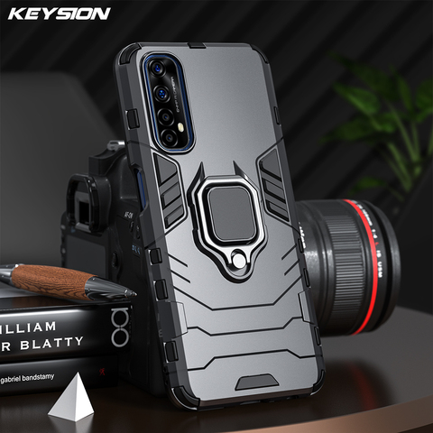 KEYSION Shockproof Armor Case for Realme 7 7i 7 Pro Ring Stand Bumper Silicone Phone Back Cover for Realme X7 Pro 6i 6 Pro V5 X2 ► Photo 1/1