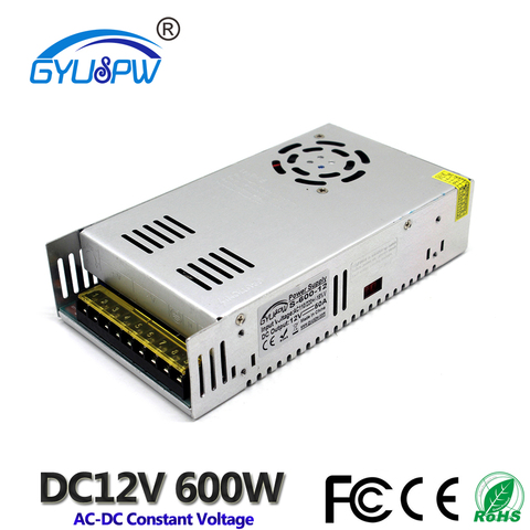 DC Power Supply 12V 50A 600w Led Driver Transformer AC110V 220V to12v dc Power Adapter for strip lamp CNC CCTV ► Photo 1/6