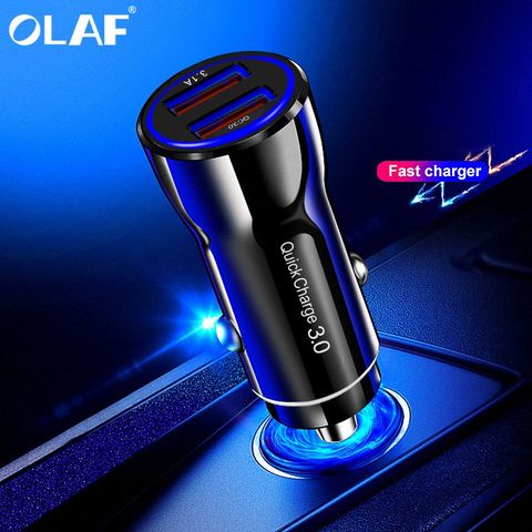 Olaf Car Charger Quick Charge 3.0 2.0 Mobile Phone Charger Fast Car Charger for iPhone XS Max Samsung 2 Port USB Phone Chargers ► Photo 1/6