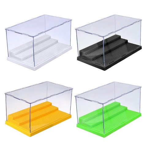 1pc Dustproof ShowCase Gray Base 3 Steps Display Box Acrylic Plastic Display Box Case 25.5X15.5X13.8cm Compatible All Brands ► Photo 1/6