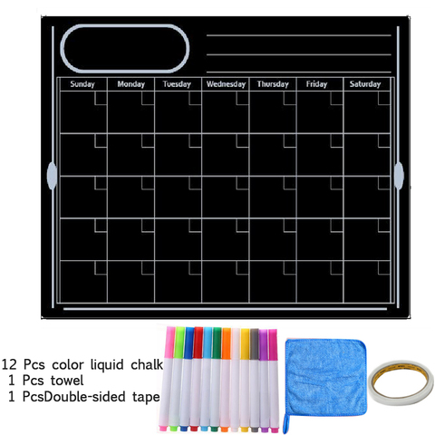 Magnetic Black Board Weekly Monthly Planner Calendar Dry Erase Fridge Erasable Memo Message Writing Door Table Wall Sticker Kids ► Photo 1/6