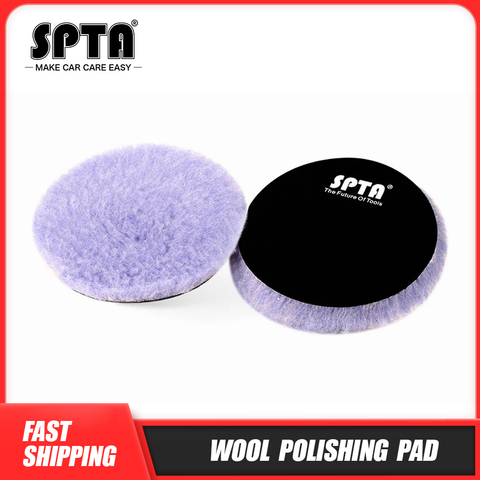 SPTA 6Inch / 5.2Inch Lambs Woollen Polishing Buffing Pad Wool Polisher Pads For Car Detailing Waxing Polishing Buffer ► Photo 1/6