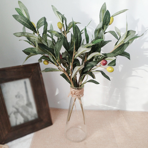 Buy Online 36cm Artificial Plants Olive Tree Branches Leaf With Olive Fruit Leaves For Home Decoration Accessories Alitools