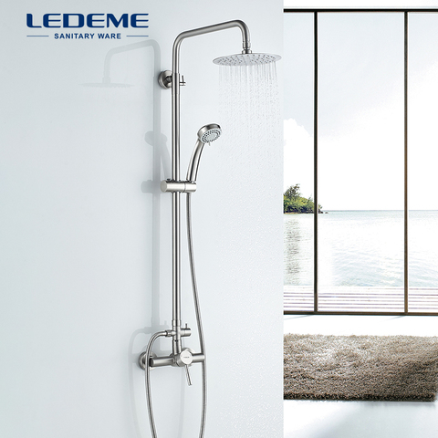 LEDEME Bathroom Shower Faucet Rainfall Stainless Steel In Wall Shower Pipe with Hand Waterfall Rain Shower Faucets Tap L72405 ► Photo 1/6