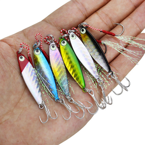 Lot 6 Pieces Sale Mini Jigs Fishing Lure Hard Bait 7g/10g/16g/20g Artificial Metal Lures Jigbait  Long Shore Cast Quality Hooks ► Photo 1/6