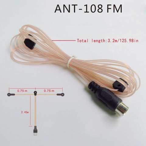 ANT-108 3.2m FM Radio Aerial Cable Female Connector Antenna for Home Amplifier 95AF ► Photo 1/5