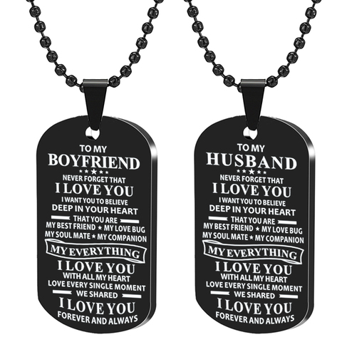 To My Husband Wife Girlfriend Boyfriend I Love You Forever and Always  Black Pendant Necklace for Couples Lovers Jewelry ► Photo 1/6