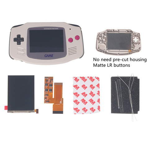 FOR GBA IPS V2 4 PIXELS IN 1 FULL VIEWING LCD KITS BACKLIGHT FOR GAMEBOY ADVANCE REPLACE 10 Levels Of Brightness screen ► Photo 1/6