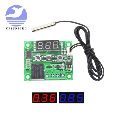 1PCS W1209 DC 12V Red/Blue heat cool temp thermostat temperature control switch temperature controller ► Photo 1/3