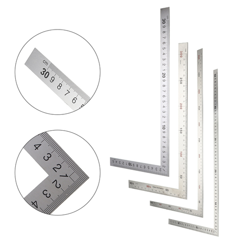 90 Degree Angle Ruler Stainless Steel L Shape Ruler Double Sided Ruler Measuring Tool Metal Straight for Office School Supplies ► Photo 1/6