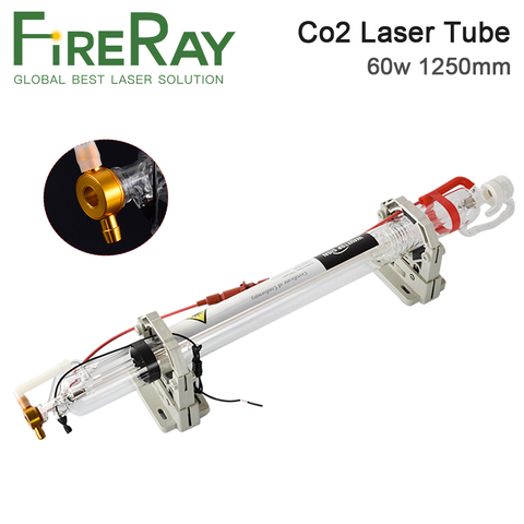 Fireray 60W Co2 Laser Tube Length 1250mm Dia. 55mm Upgraded Metal Head Glass Pipe for CO2 Laser Engraving Cutting Machine ► Photo 1/6