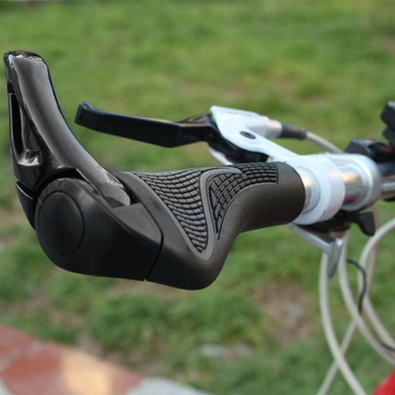 1 Pair Ergonomic MTB Mountain Bike Handlebars Rubber Grips Bicycle Lock-On Ends
