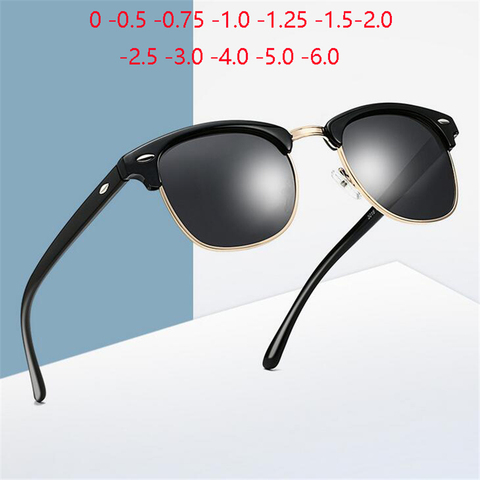 0 -0.5 -1.0 To -4.0 Prescription Polarized Sunglasses Men Women Minus Degree Semi-Rimless Myopia Sunglasses Oculos De Sol Gafa ► Photo 1/6