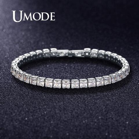 UMODE 0.25ct Clear Square Cubic Zirconia Tennis Bracelet for Men Women Wedding Luxury Jewelry 0.16 inches Femme Moda UB0178A ► Photo 1/6