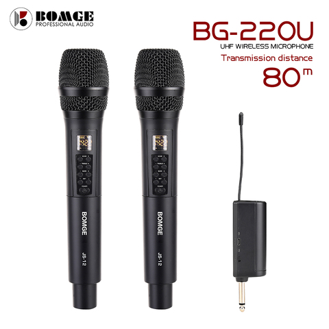 UHF Wireless Recording Karaoke Microphone Cordless 2 Mics Player Handheld Mic Echo Treble Bass Channel Selected with Receicer ► Photo 1/6