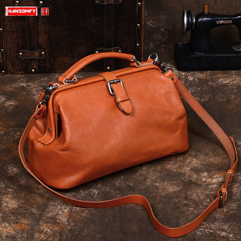 Handmade Women Handbags Suede Leather Handbag Simple Female Retro Shoulder Bag Diagonal Package Messenger Bags New Original ► Photo 1/6