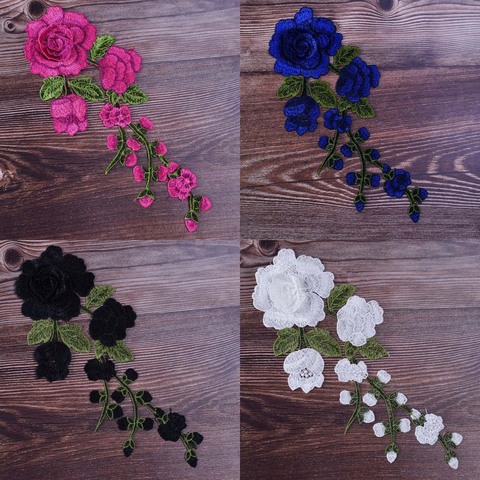 1pc Rose Embroidered Sewing On Patch Flower Patch Stickers For Clothes Badge Sewing Fabric Applique Supplies 12Colors ► Photo 1/6