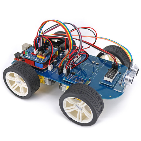 OPEN-SMART 4WD Serial Bluetooth Control Rubber Wheel Gear Motor Smart Car Kit with Tutorial for Arduino UNO R3 Nano Mega2560 ► Photo 1/5