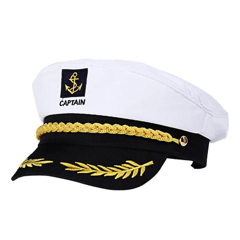 Adult Yacht Boat Ship Sailor Captain Costume Hat Cap Navy Marine Admiral Embroidered Captain'S Cap (White) ► Photo 1/6