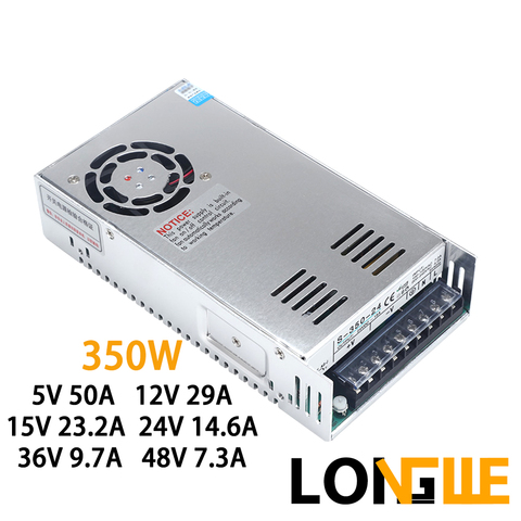 LONGWE 350W SMPS Switching Power Supply Adapter Transformer for LED Power Amplifier S-350 5V 12V 15V 24V 36V 48V 215x115x50mm ► Photo 1/3